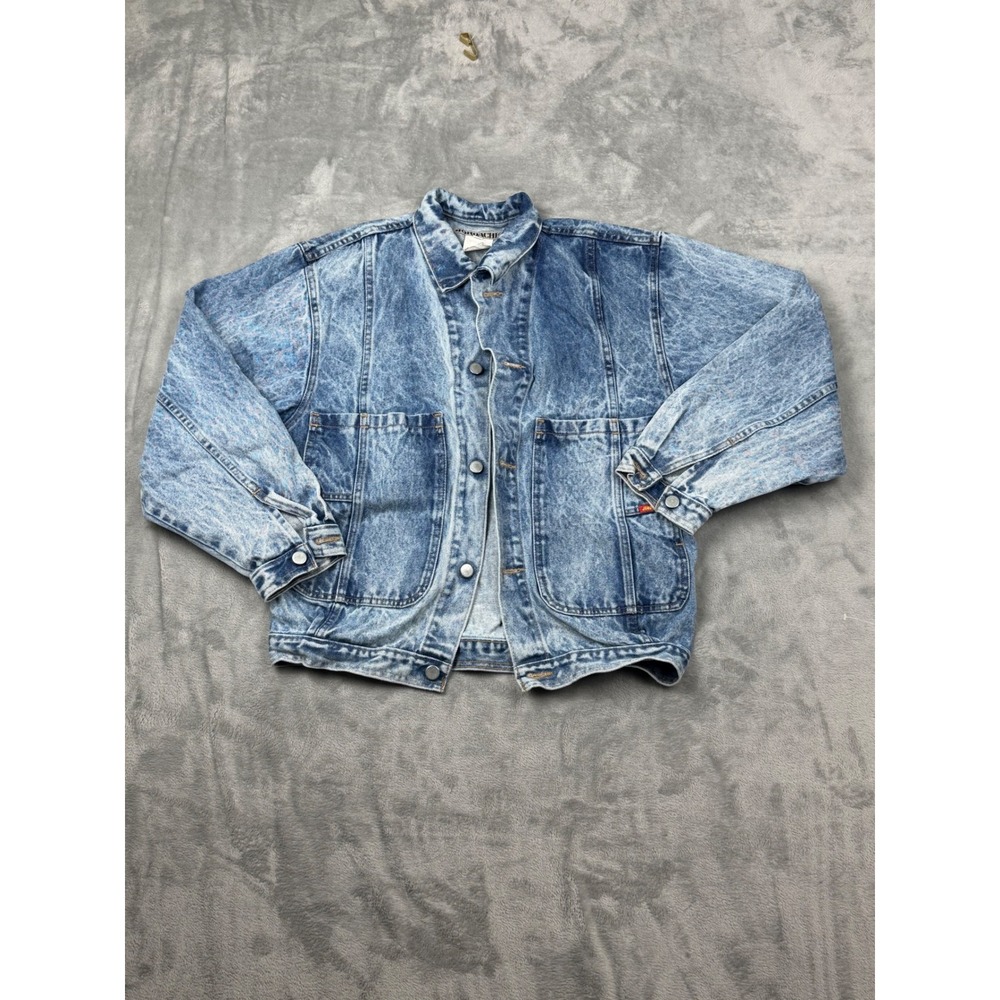 Vintage Jordache Jacket Large Blue Acid Wash Denim Trucker Made in Canada